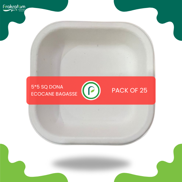 5"x5" Square Dona | EcoCane Bagasse | Biodegradable & Compostable Sugarcane Bowl | Sturdy & Eco-Friendly | Perfect for Snacks, Desserts, and Events