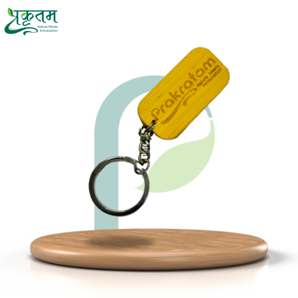 Prakratam Bamboo Key Chain | 100% Natural Bamboo | Eco-friendly and Sustainable | Durable and Lightweight | Unique Grain Pattern | Stylish and Versatile Accessory